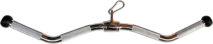 Lat Cable Machine Attachment Curl Pulldown Barbell Revolving Bar, Multi-Exerciser Cable Attachment, Solid Steel Tricep Press Down Bar with Rubber Handgrips & Revolving Hanger