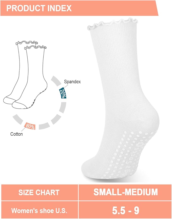 3/6 Pairs Grip Pilates Socks for Women, Non-slip Yoga Athletic Socks for Barre Ballet Barefoot Workout Hospital