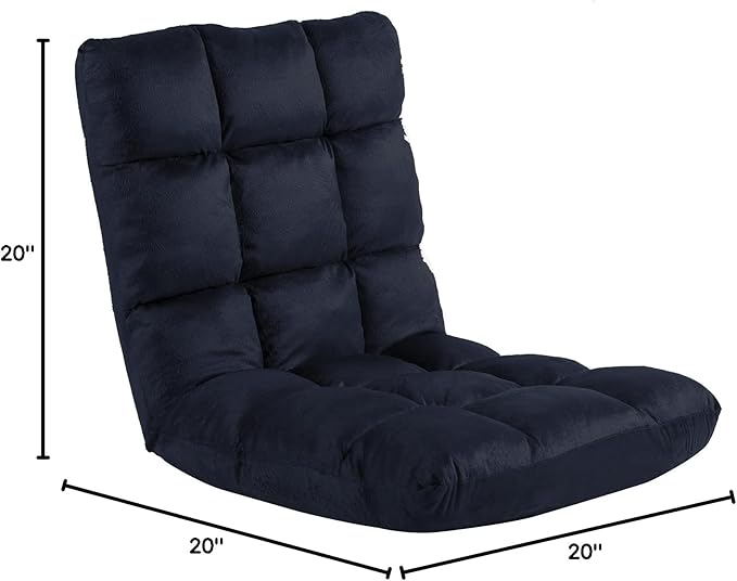 FLOGUOR Indoor 5-Position Adjustable Floor Chair with Back Support Folding Padded Gaming Sofa Chair, Lounge Chair for Adults Video Gaming, Perfect for Meditation, Reading QL050-BK