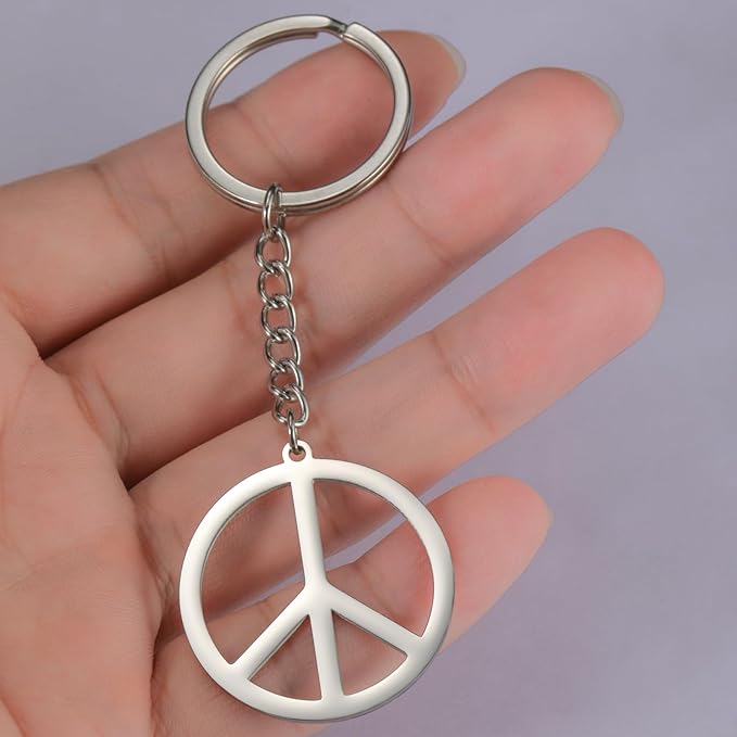 Dreamtimes Peace Sign Pendant KeyRing for Men and Women Love Peace Symbol Keychain Bag Car Keyring Peace Sign Jewelry