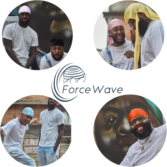 ForceWave 2 Pieces Silky Durag Pack for Men Women Waves, Premium Satin Deluxe Du-rag
