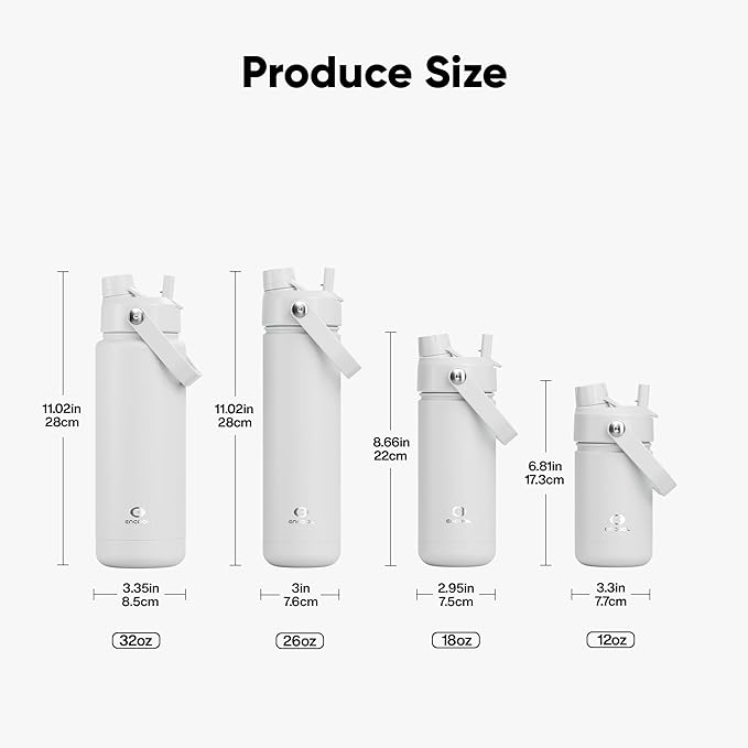 Kids Insualated Water Bottle with Straw - 12oz Stainless Steel Water Bottle with Dual Spouts, Leak-Proof, BPA-Free, Double Wall Vacuum Keeps Cold for 24 Hours for Sports, Travel, School (Polar White)