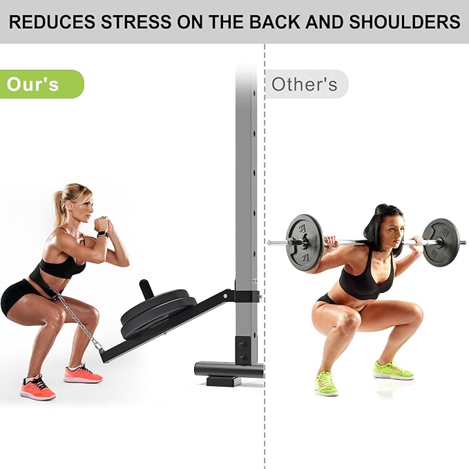 Belt Squat Attachment for 2" x 2" or 3" x 3" Power Rack with 5/8" or 1" Holes, Landmine Belt Squat Machine, Compatible with 1" & 2" Weight Plates, Home Gym Squat Rack Accessories