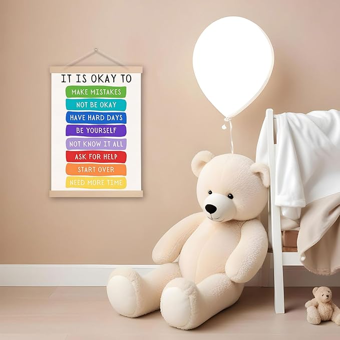 DNEULYR It's Okay Not to Be Okay Mental Health Poster Hanger Frame, Wall Decor, Wall Art Banner for Classroom School Counselor Office Therapy Office, 12.5x17 Inch