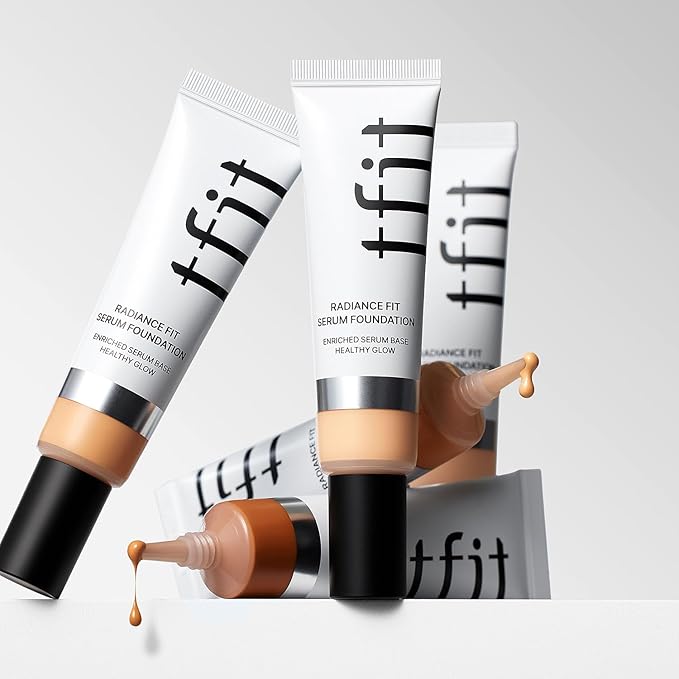 TFIT Radiance Fit Serum Foundation - Flawless Coverage, Dewy finish, Long-lasting, Lightweight, Korean Makeup,1.05 Oz. (C02 Peach, 1.05 Oz.)