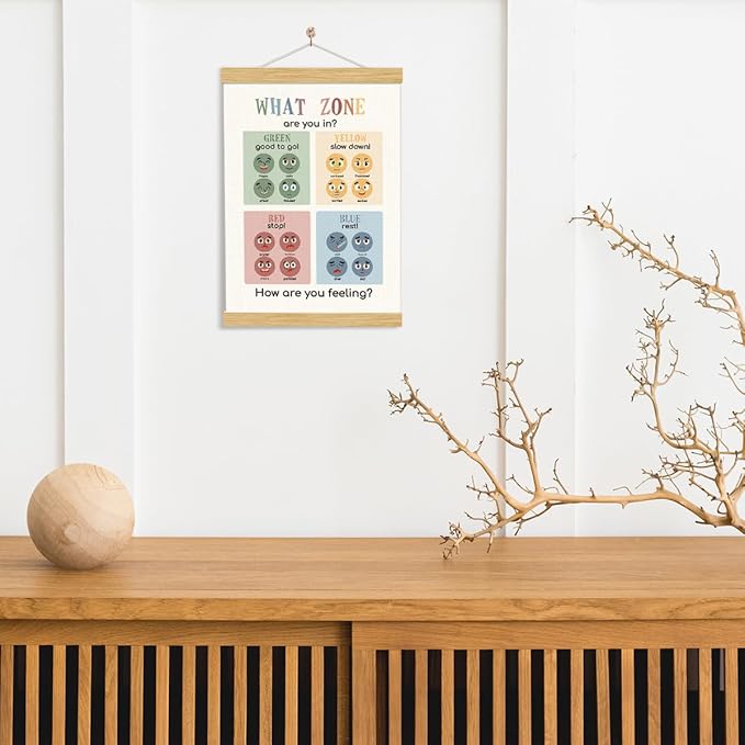 YGSDZY Zones Of Regulation, Classroom Wall Hanging Decor, Wood Poster Hanger, Boho Classroom Decor, School Psychology, Mental Health Posters, Homeschool Poster, Homeschool Decoration
