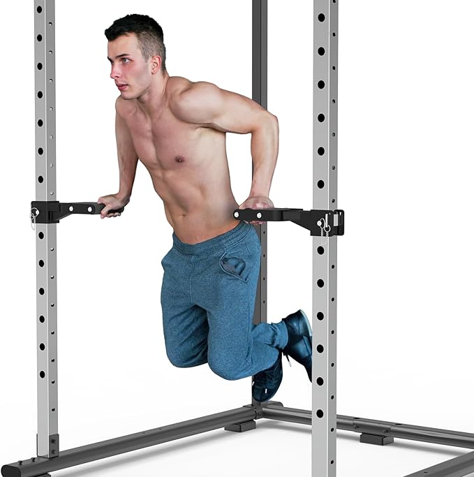 Kipika Y-Shaped Dip Bar for Power Cage with 5/8" or 1" Hole - Dip Bar Attachments for Home Gym - Heavy Duty Power Rack Attachments - Squat Rack Accessories for Strength Training