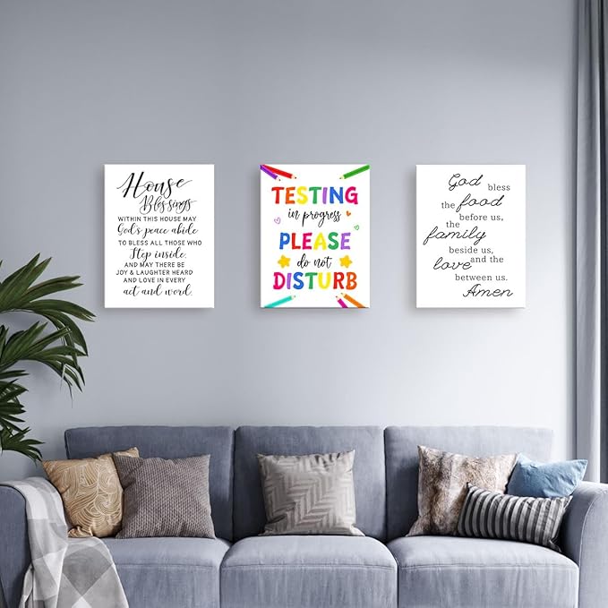 LISTNGBO Mental Health Canvas Wall Art,Testing In Progress Please Do Not Disturb Artwork Painting Prints Poster Ready to Hang for Counselor Therapy Office School Wall Decor Treatment Decor,12x15 Inch
