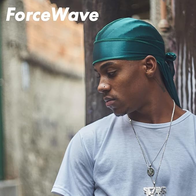 ForceWave 2 Pieces Silky Durag Pack for Men Women Waves, Premium Satin Deluxe Du-rag
