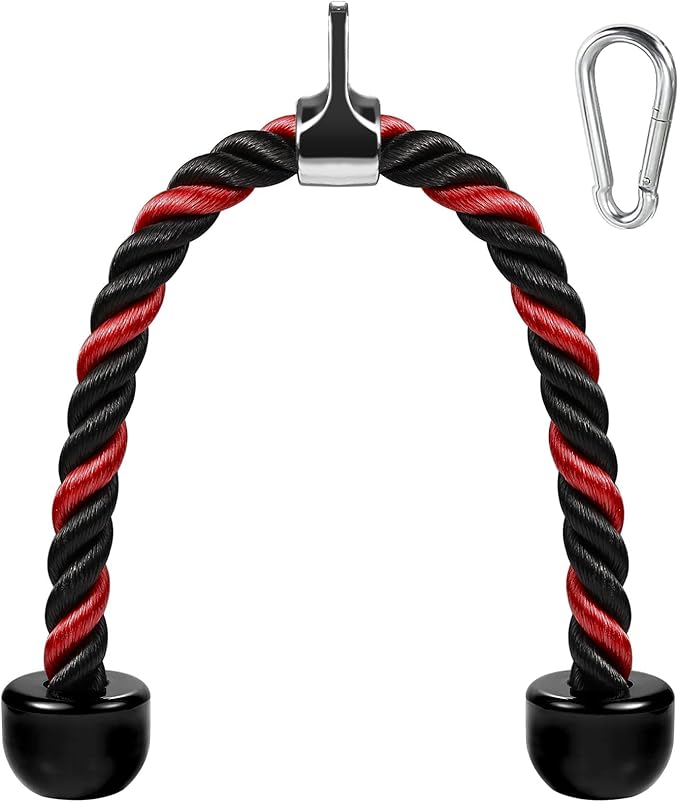 Deluxe Tricep Rope Pull Down Cable, 27 & 36 Inch Rope Length, Easy to Grip & Non-Slip Cable Attachment for Gym Workout Exercise