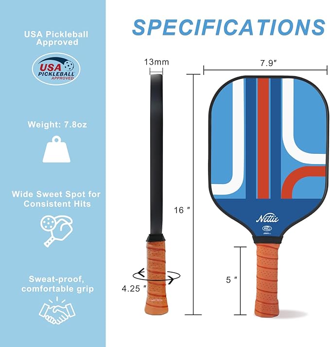 Pickleball Paddles, Carbon Fiber Pickleball Paddles Set of 1/2/4, USAPA Approved 13mm Polymer Core Pickleball Set for Intermediate, Stylish Pickleball Gifts