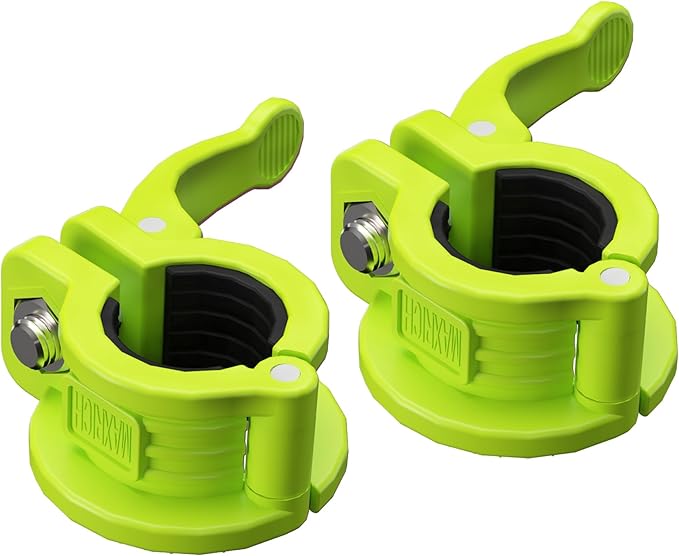 MAXRICH -T Barbell Clamp 1 inch Multiple Sizes & Adjustable Weight Clips for Barbell Quick Release Barbell Clips|Barbell Collar Bar Locks for Weight Lifting (Green)