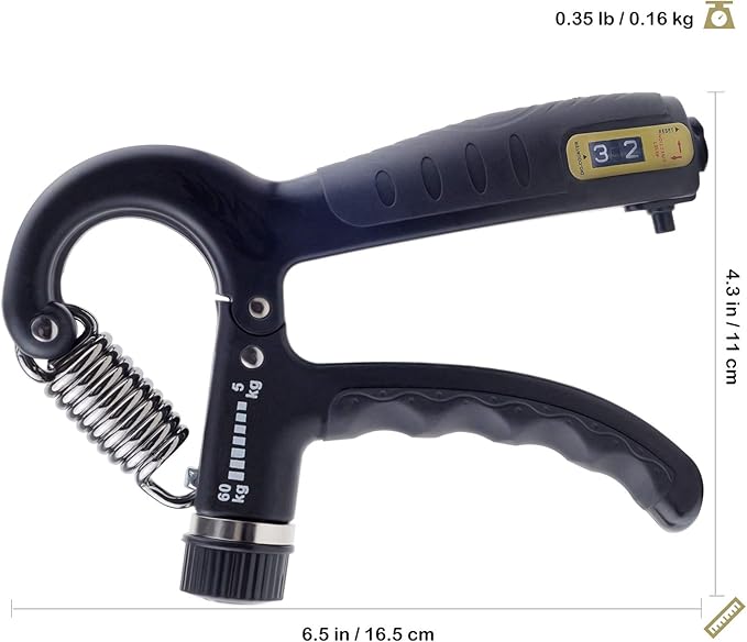 KAILIMENG Gripper - Hand Grip Strengthener with Counter, Adjustable Resistance from 11-132 LB (5-60 KG), Strength Training for Fingers, Metal Black