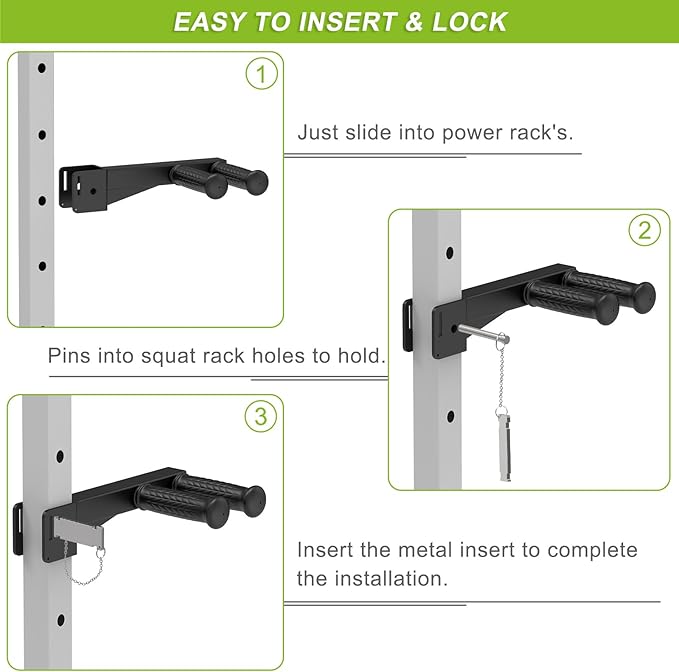 Dip Bar Attachment for Power Rack, Non-Slip Wide & Narrow Grip Handles, 500 lbs Capacity, Squat Rack Attachment for Dips, Inverted Rows, Push-Ups