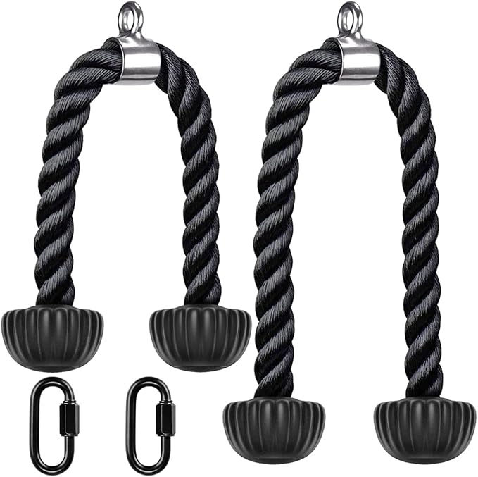 Kipika Tricep Rope, Cable Machine Attachments Pulley System Gym Pull Down Rope, Heavy Duty Nylon Rope with Soft Rubber Ends