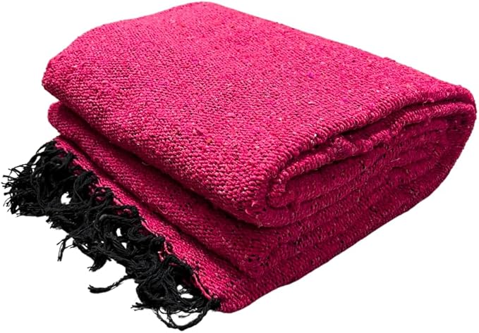 Open Road Goods Solid Color Mexican Yoga Blanket – Large Handwoven Throw for Yoga, Beach, Camping or Home – Soft and Durable Cotton Blend