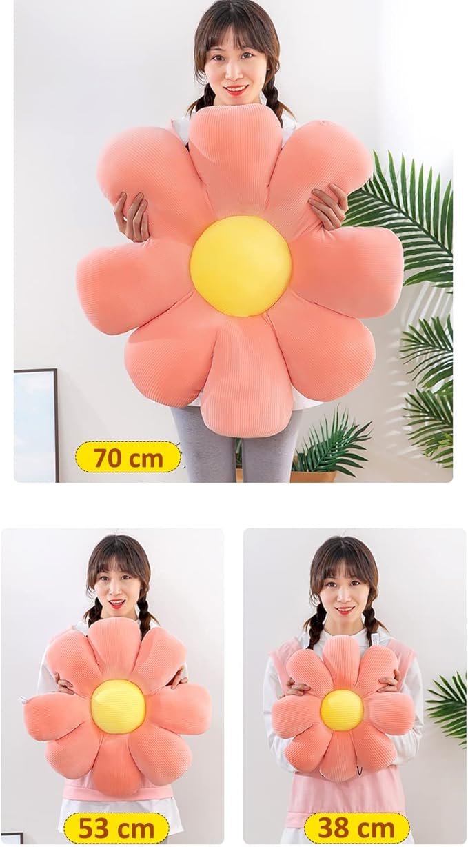 Flower Pillow, Flower Shaped Throw Pillow Flower Floor Pillow Soft Seating Cushion Room Decor Plush Pillow for Bedroom, Sofa, Bed, Reading (21 inch, Yellow)