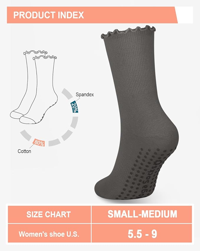 3/6 Pairs Grip Pilates Socks for Women, Non-slip Yoga Athletic Socks for Barre Ballet Barefoot Workout Hospital
