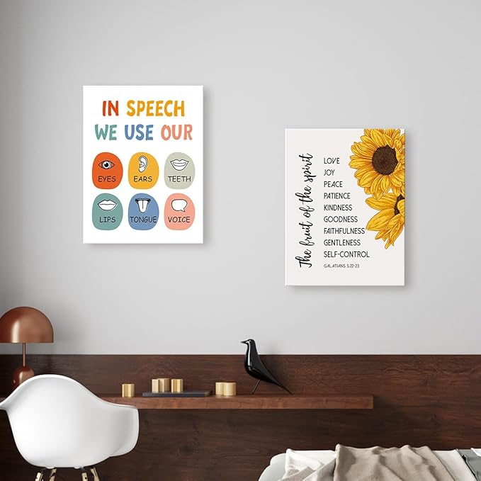 LISTNGBO Mental Health Canvas Wall Art,In Speech We Use Our Health Therapy Artwork Painting Prints Poster Ready to Hang for Counselor Therapy Office School Classroom Decor,12x15 Inch