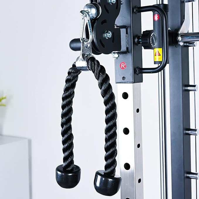 Upgrades Tricep Rope LAT Pull Down Cable Attachment, 27 inches, Exercise Machine Attachments Pulley System Gym Workout Rope.