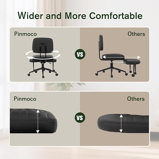 Ergonomic Cross Legged Office Chair with Wheels, Wide Seat and Backrest for Meditation, ADHD Cross Legged Office Chair with Adjustable Height, 360°Rotating Footrest for Yoga Home Office