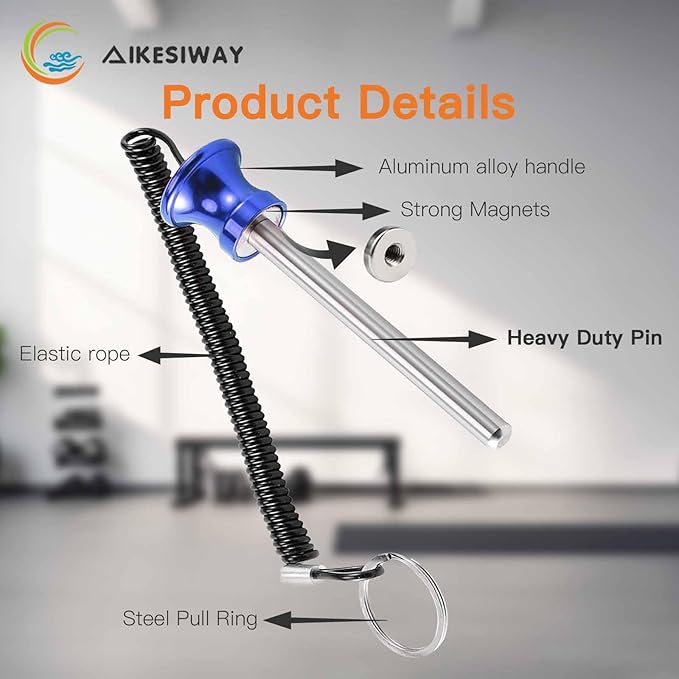 Universal Magnetic Weight Stack Pin with Pull Rope - Heavy Duty Gym Pin for Weight Stack Machines | Commercial & Home Gym Accessories | Replacement Weight Pins for Strength Training Equipment