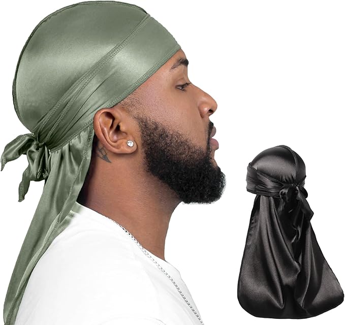 ForceWave 2 Pieces Silky Durag Pack for Men Women Waves, Premium Satin Deluxe Du-rag