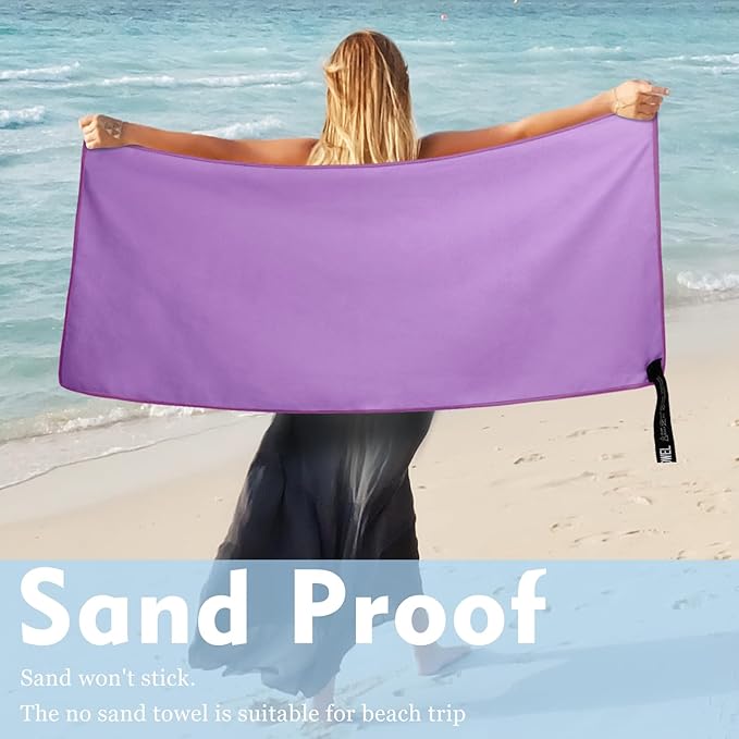 Microfiber Travel Towel, Soft Lightweight Quick Dry Towel, Super Absorbent Compact Travel & Sports & Beach Towels for Camping, Backpack, Gym, Swimming, Yoga, Hiking (M:20"×40" -Purple)