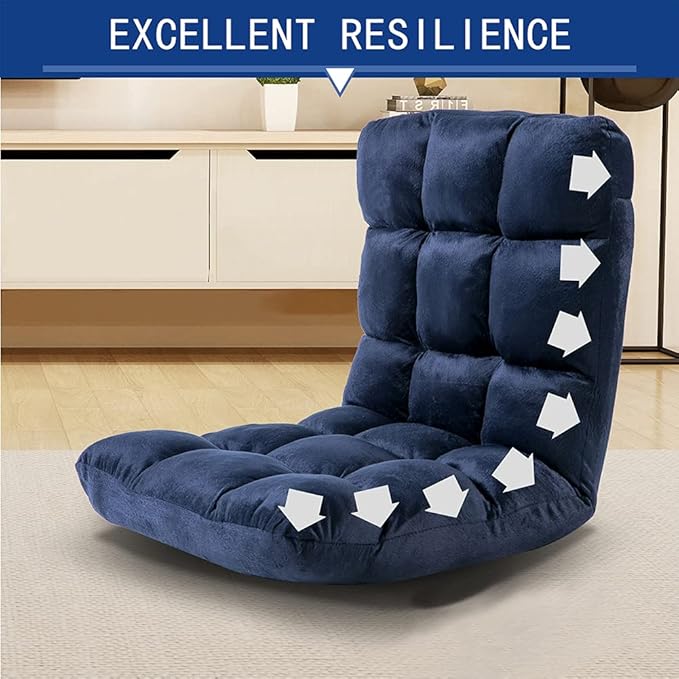 FLOGUOR Indoor 5-Position Adjustable Floor Chair with Back Support Folding Padded Gaming Sofa Chair, Lounge Chair for Adults Video Gaming, Perfect for Meditation, Reading QL050-NA