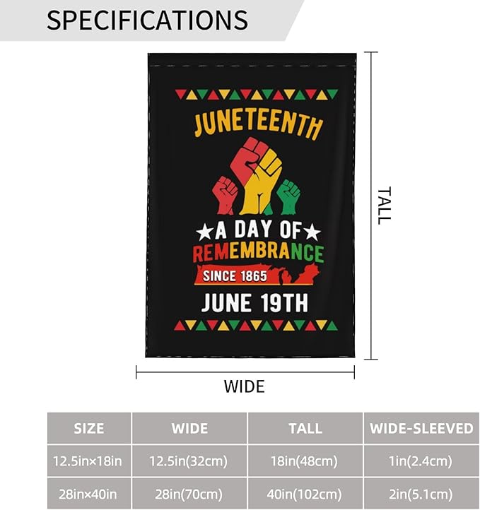 Juneteenth Garden Flag – 12.5x18 Inch Outdoor juneteenth Decorations Banner, african american flags Yard Decor,Black History Month Freedom Day Gift