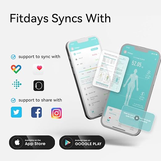 Fitdays Smart Body Fat Scale | Advanced 8-Electrode Technology for BMI/20+ Body Metrics | Full-Color LED & High Precision | Bathroom Weight Scale for Fitness/Weight Loss (FG2202WB+ER307PINK)