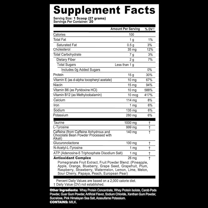 G Fuel Protein + Energy Drink Powder, Pre Workout Caffeine Mix for Gaming, Sugar Free Focus Amino, Vitamin + Antioxidants, 19oz (Chocolate, 20 Servings)