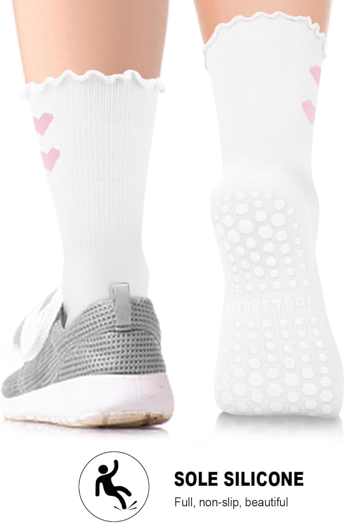 3/6 Pairs Grip Pilates Socks for Women, Non-slip Yoga Athletic Socks for Barre Ballet Barefoot Workout Hospital