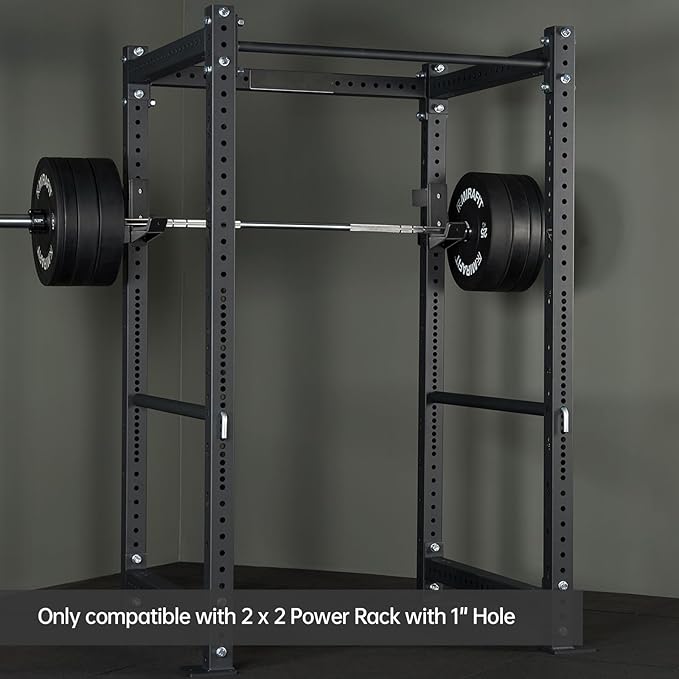 J Hooks for 2" x 2" Power Rack, Rubber Pad J-Hook for Power Cage, Bottom Reinforced Steel J Cups for Squat Rack, Heavy Duty Barbell Holder, Black