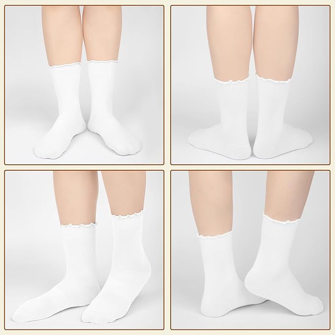 4 Pairs Pilates Socks with Grips for Women Yoga Ruffle Cute Grip Socks Pilates Non Slip Crew Ballet Hospital Workout