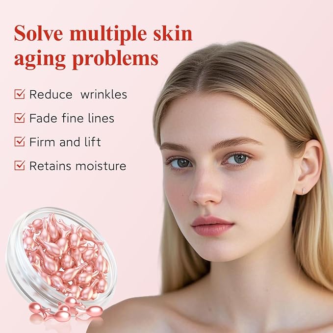 HKH Retinol Serum for Face - Anti Wrinkle Facial Serum with Vitamin C & Vitamin E, Vit A Capsule with Collagen for Women, Reduces Fine Lines, Firming Skin, Moisturise, Travel Friendly (76 Capsules)