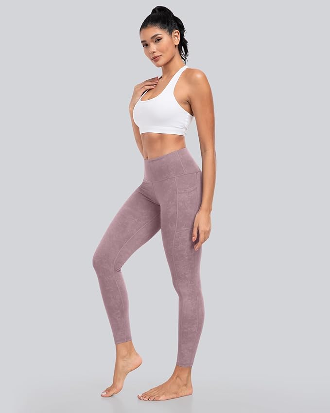 CHRLEISURE Leggings with Pockets for Women, High Waisted Tummy Control Workout Yoga Pants