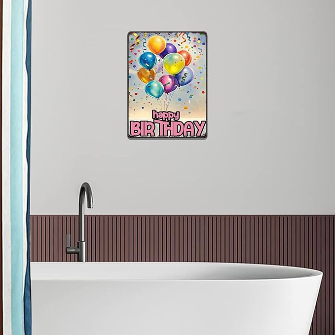 Happy Birthday Vintage Tin Sign Metal Sign Balloon Family Birthday Party Spring Summer Farmhouse Poster For Home Garden Bar Club Coffee Sign 12x16 Inch