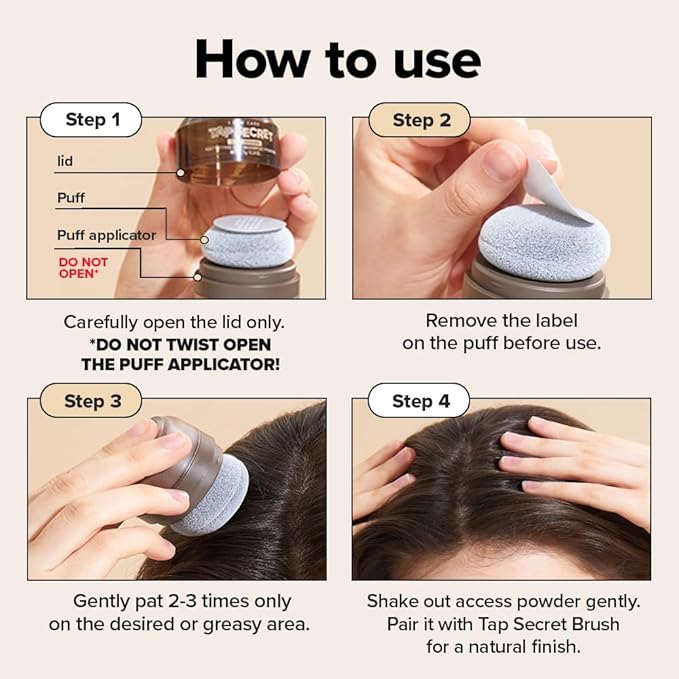 I DEW CARE Tap Secret Dry Shampoo Powder with Biotin - Tap Secret Dark Brown Duo Set | Strengthening & Volumizing, Refillable, Travel size, Non-aerosol, Brunette, Korean Ginseng, 0.24 Oz * 2ea