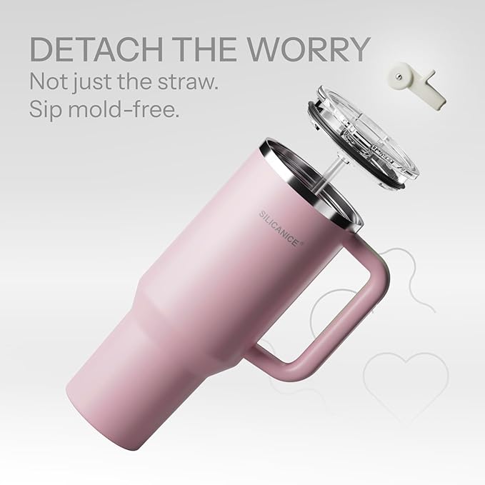 Easy Clean Pro Tumbler - 40 oz Water Bottle with Handle Quick-Disassemble Flip Straw, Leakproof Insulated Stainless Steel, Dishwasher Safe, BPA-Free Gifts for Women & Men