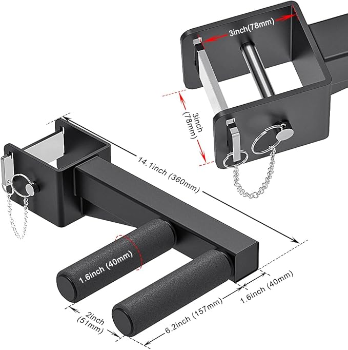 Dip Bar Attachment for Power Rack, Non-Slip Wide & Narrow Grip Handles, 500 lbs Capacity, Squat Rack Attachment for Dips, Inverted Rows, Push-Ups