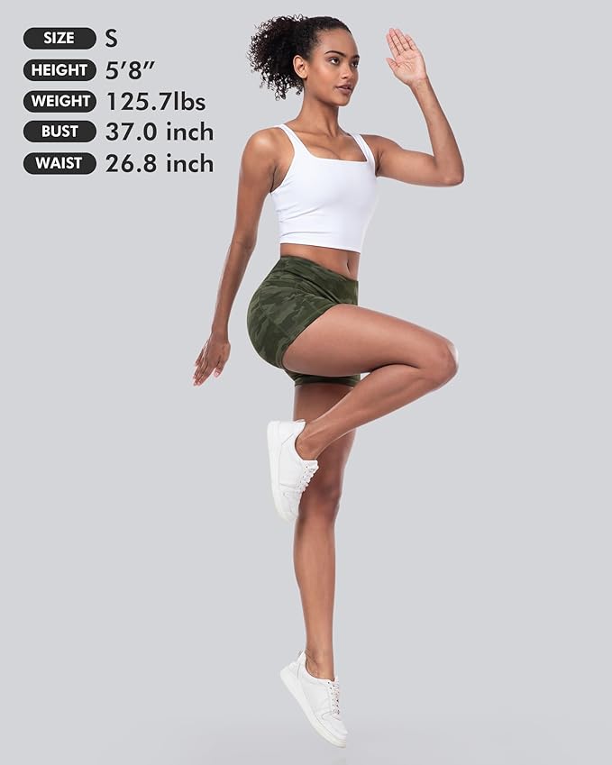 CHRLEISURE Womens Biker Yoga Shorts with Pockets: High Waisted Tummy Control Spandex Workout Athletic Gym Shorts 4 Packs