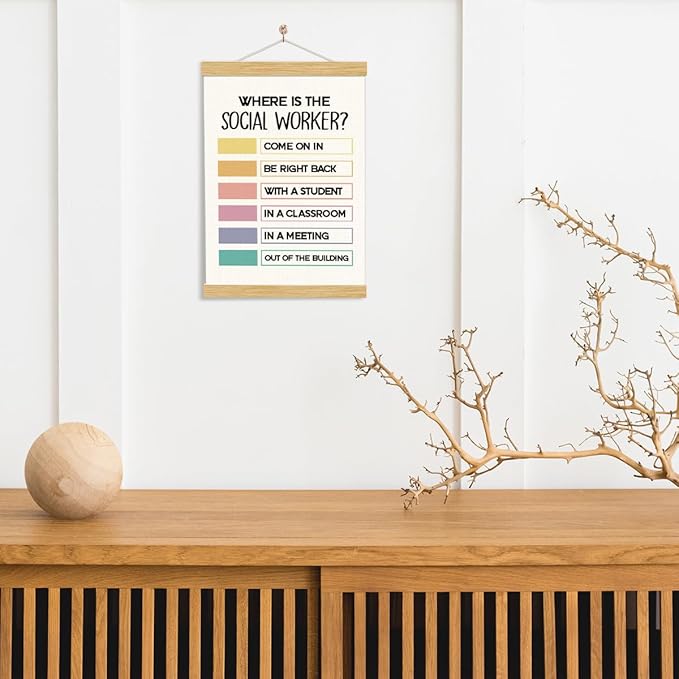 YGSDZY Where Is The Social Worker? Wood Poster Hanger, Therapy Decor, Boho Classroom Decor, School Psychology, Mental Health Posters, Classroom Poster, Homeschool Decoration