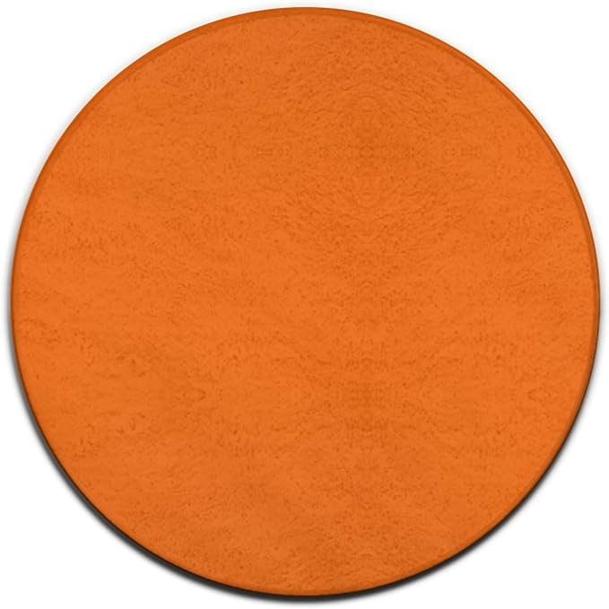 Large Machine Washable Circular Rugs, Home Decor Round Mat for Living Room Sofa Office Compatible with Orange