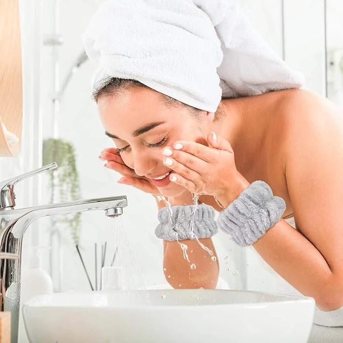 8Pcs Microfiber Wrist Bands for Washing Face, Absorbent Face Washing Wristbands, Spa Wristbands for Face Washing, Wrist Towels for Washing Face, Prevent Water from Spilling Down Your Arms.