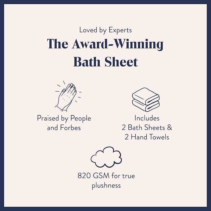 Brooklinen Super-Plush Turkish Cotton Bath Sheets Set - 2 Bath Sheets + 2 Hand Towels Cotton, 820 GSM, Highly Absorbent, Machine Washable, Perfect for Home & Bathroom (Slate Grey)