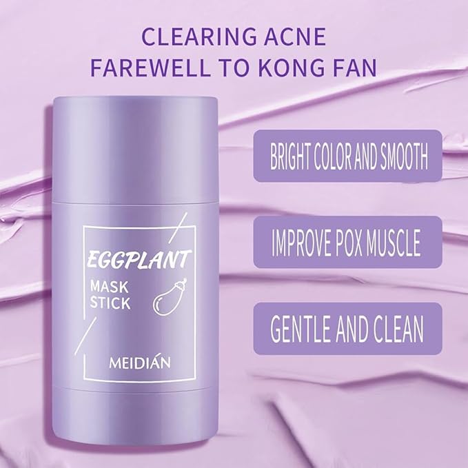 Clay Mask For Face, Blackhead Remover For Face, Deep Pore Cleansing, Moisturizing, Skincare Facial Mask for Refining Pores and Controlling Oil (Eggplant)