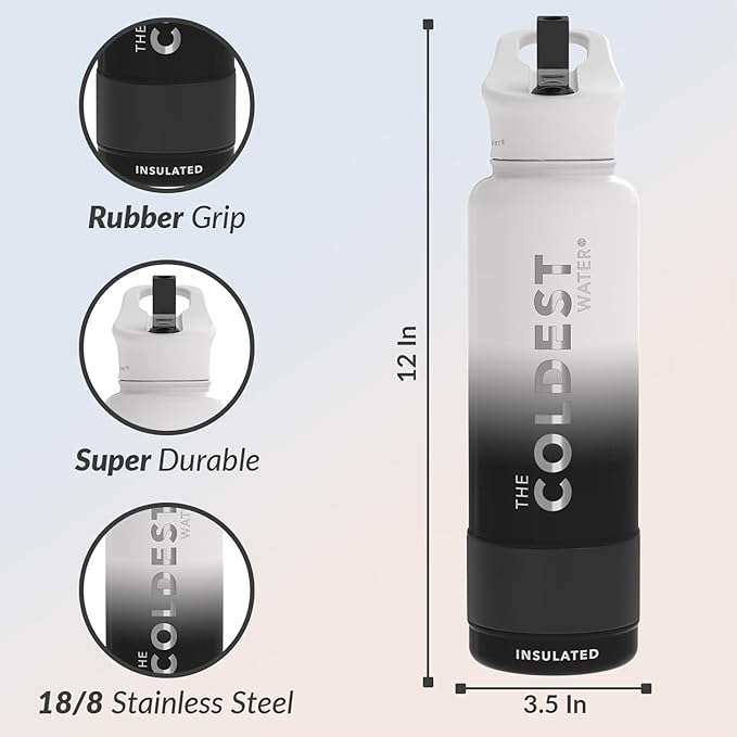 Coldest Insulated Water Bottle with Straw Lid - Stainless Steel Metal Insulated Bottle for Men & Women (Hyperspace White, 40 oz)