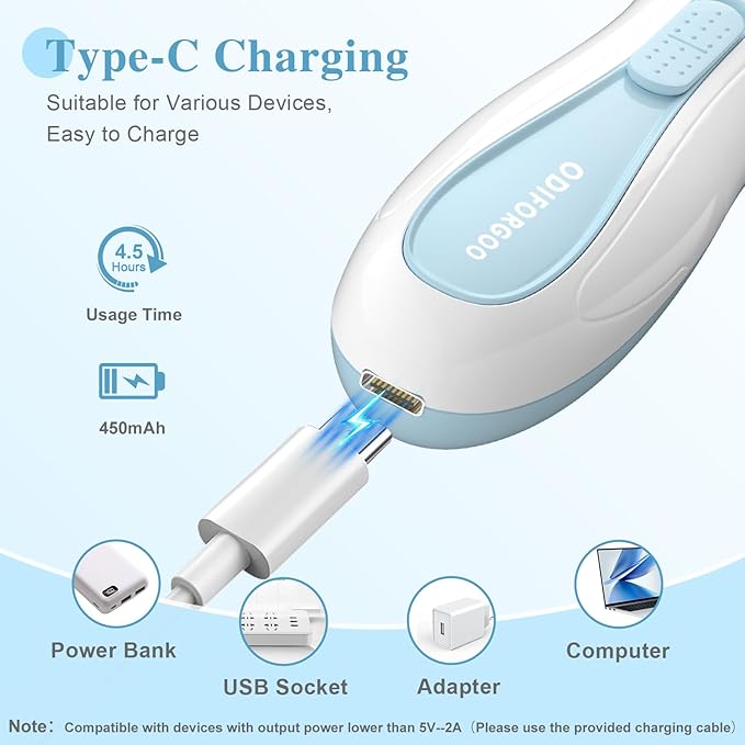 Baby Nail Trimmer Electric Baby Nail File,USB Charging 15 in 1 Nail Clippers kit with Dust Cover LED Light,Trim Buffer Kit for Newborn Infant Toddler or Adults Toes Fingernails Care(Blue)