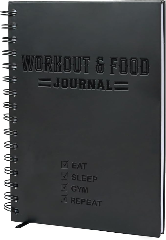 Nextnoid Hardcover Fitness & Food Journal - Nutrition & Workout Planner for Men & Women - A5(5.7" x 8.3") Sturdy Workout Log Book to Track Diet, Gym & Home Workouts